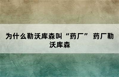 为什么勒沃库森叫“药厂” 药厂勒沃库森